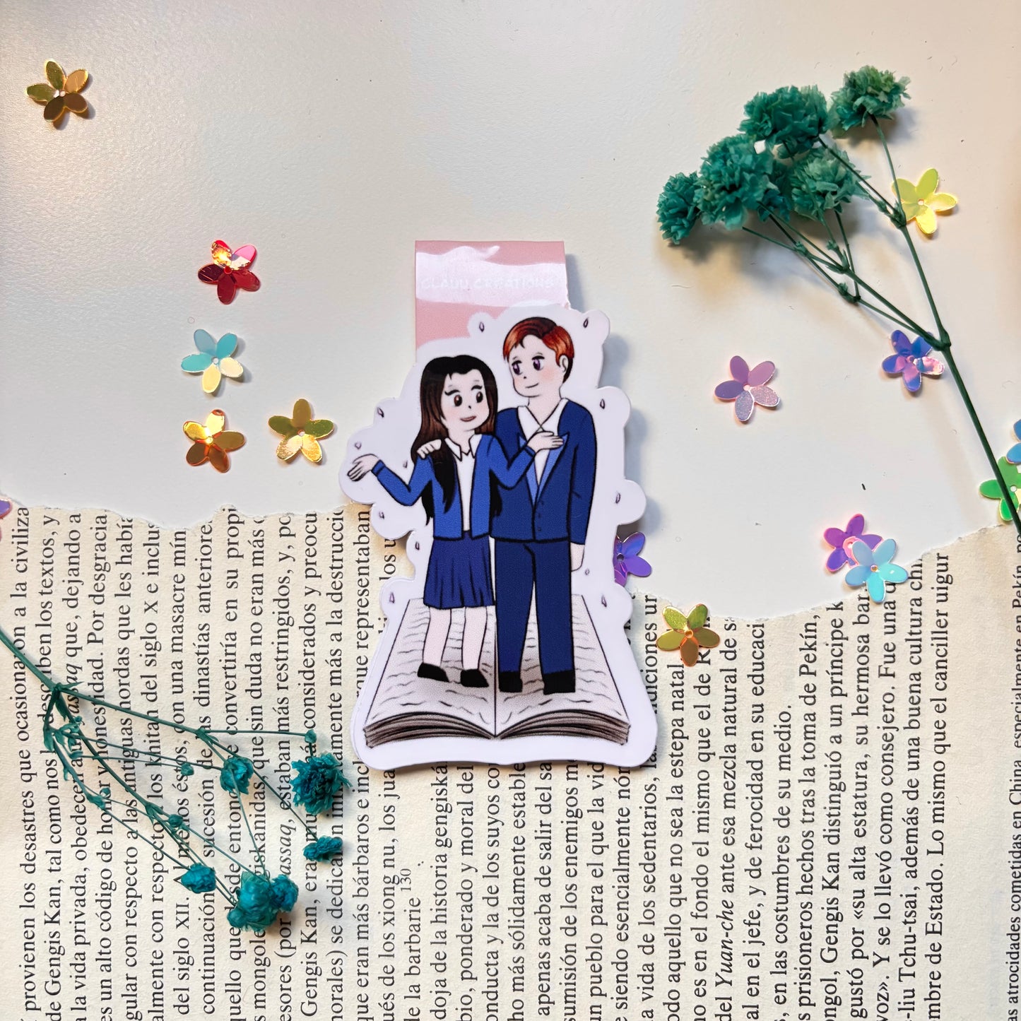 Marcapáginas Magnético Pétalos de Papel - Dani y Marcus