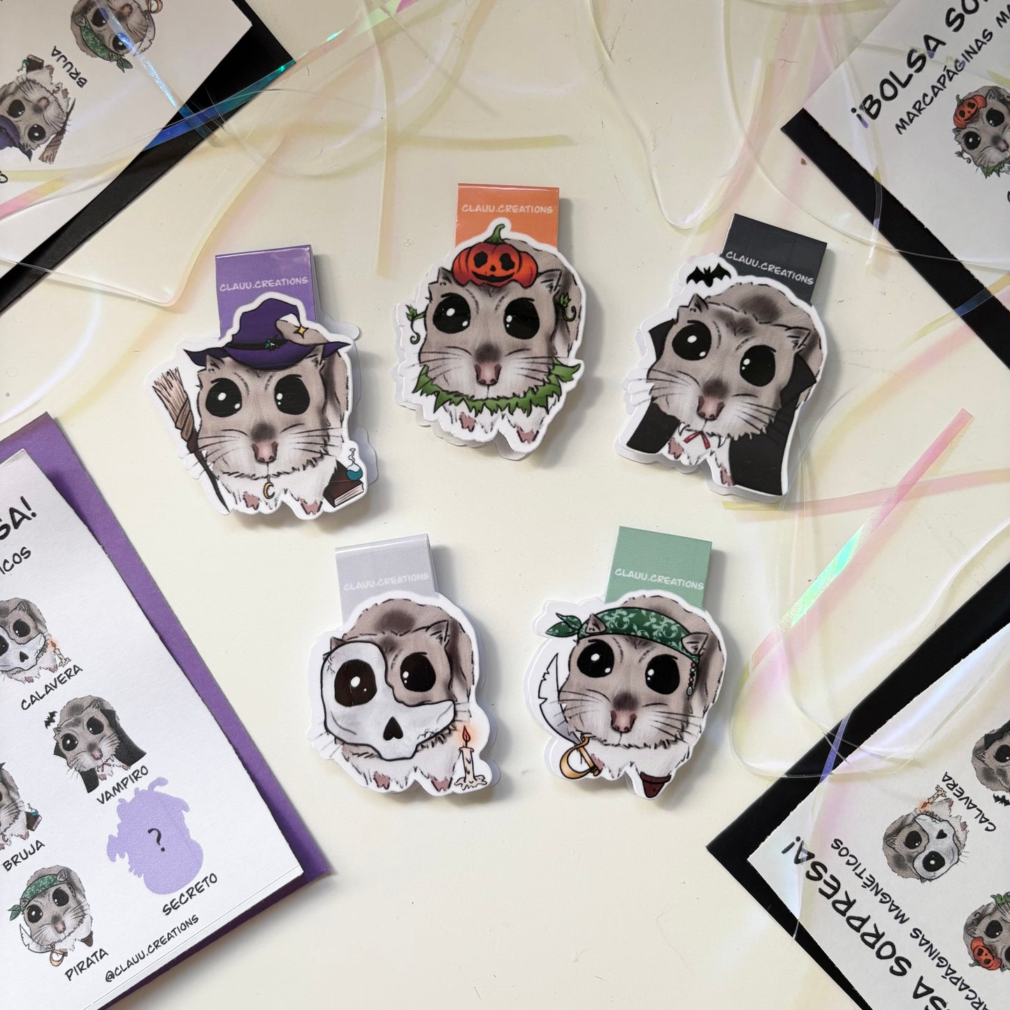 Bolsitas sorpresa marcapáginas magnéticos hámster Halloween. UNIDADES LIMITADAS