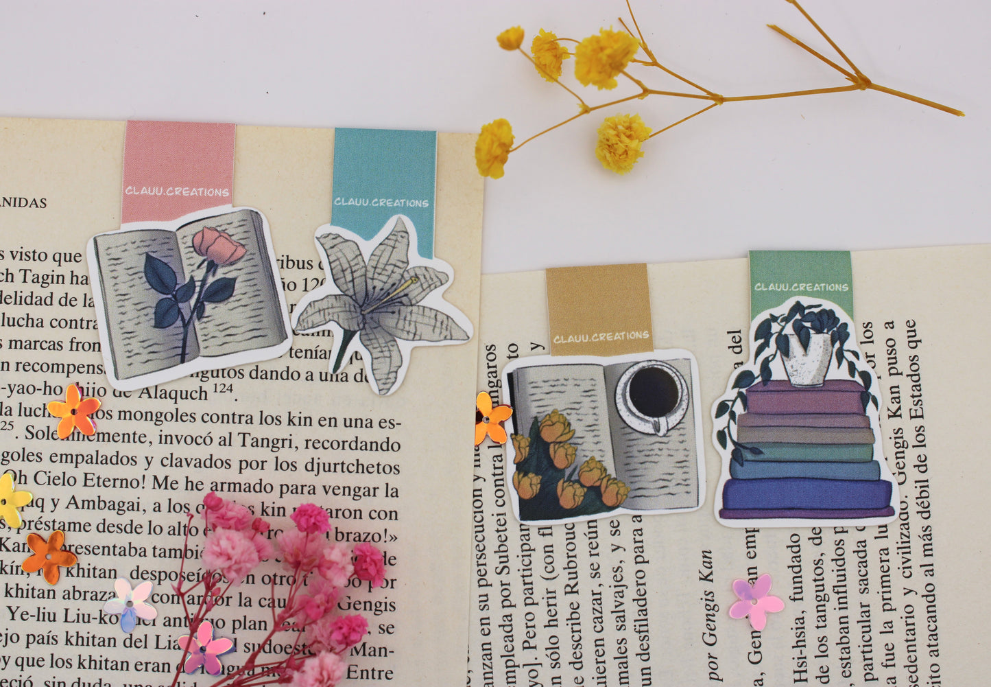 Marcapáginas Magnético Colección Flora - Flores y libros