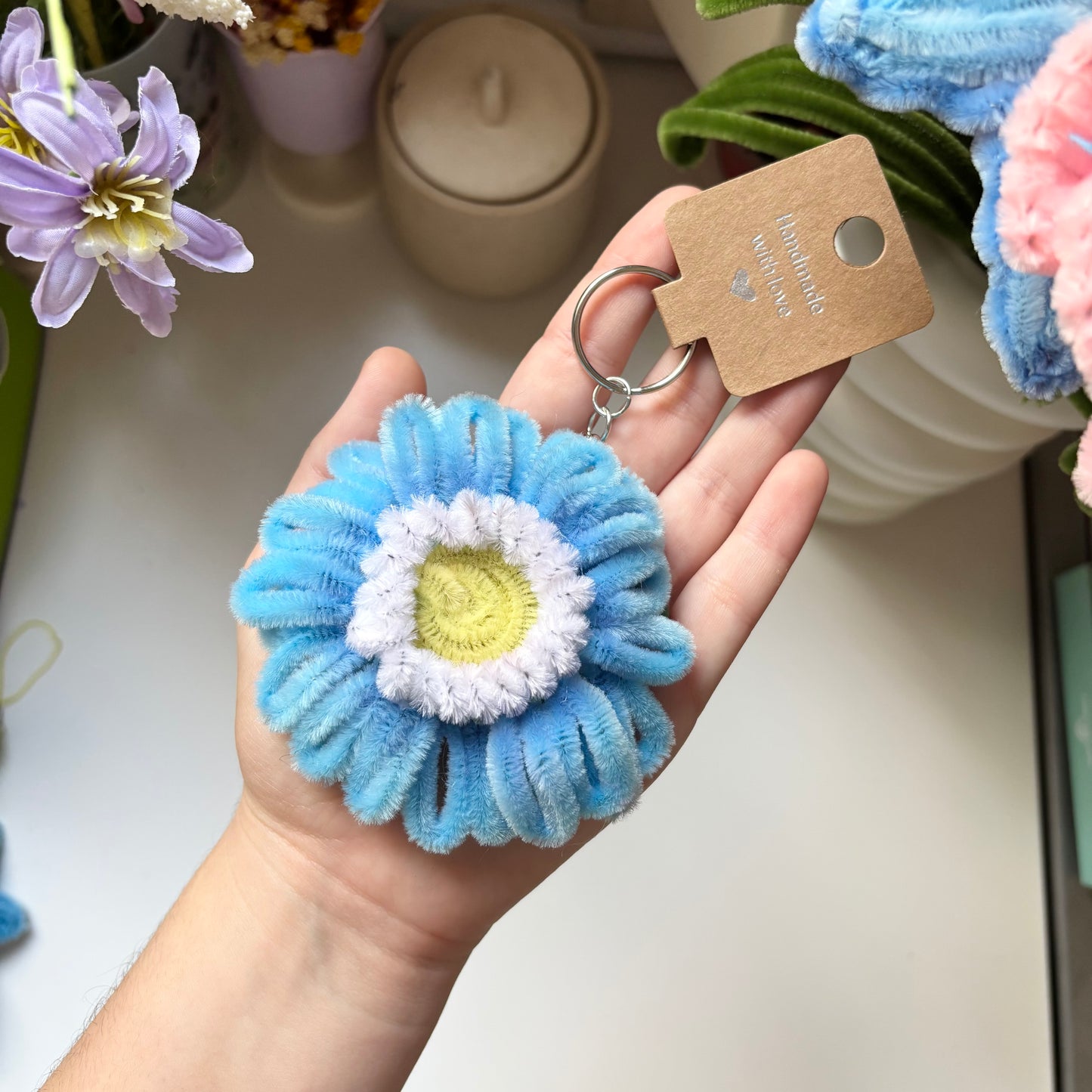 Llavero Gerbera Azul Limpiapipas