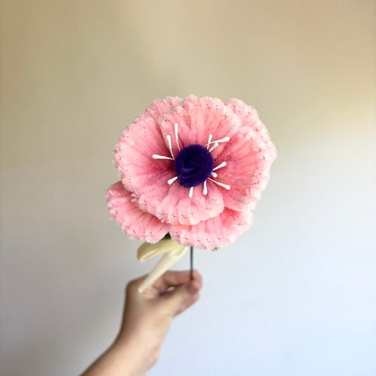 Flor Anémona Rosa Limpiapipas