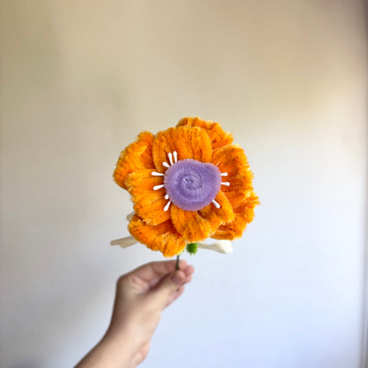 Flor Anémona Naranja Limpiapipas