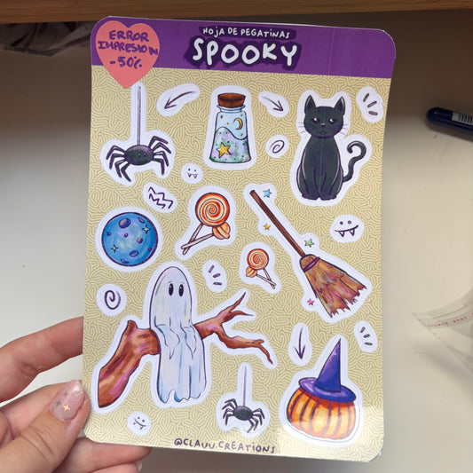 -50% Hoja de pegatinas Spooky ERROR IMPRESIÓN