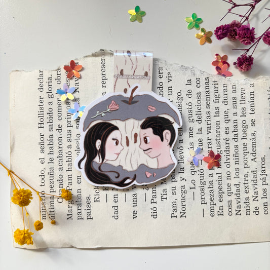 Marcapáginas Magnético y Pegatina Colección Manzana - Morticia y Gomez Addams