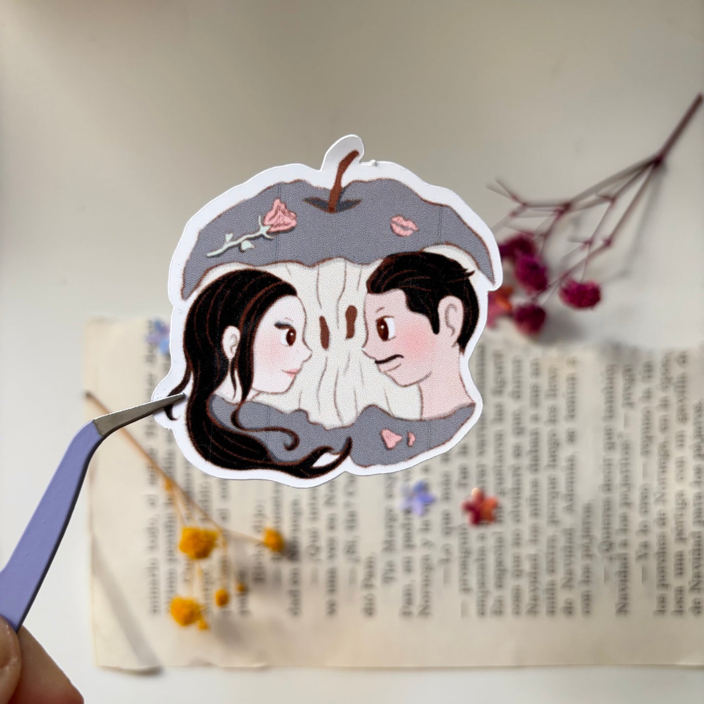 Marcapáginas Magnético y Pegatina Colección Manzana - Morticia y Gomez Addams
