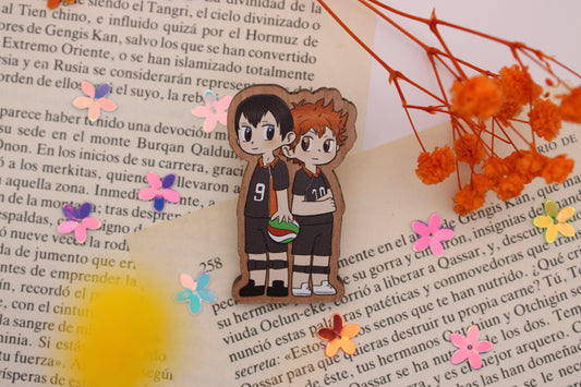 Pin de madera 5cm Haikyuu - Hinata y Kageyama