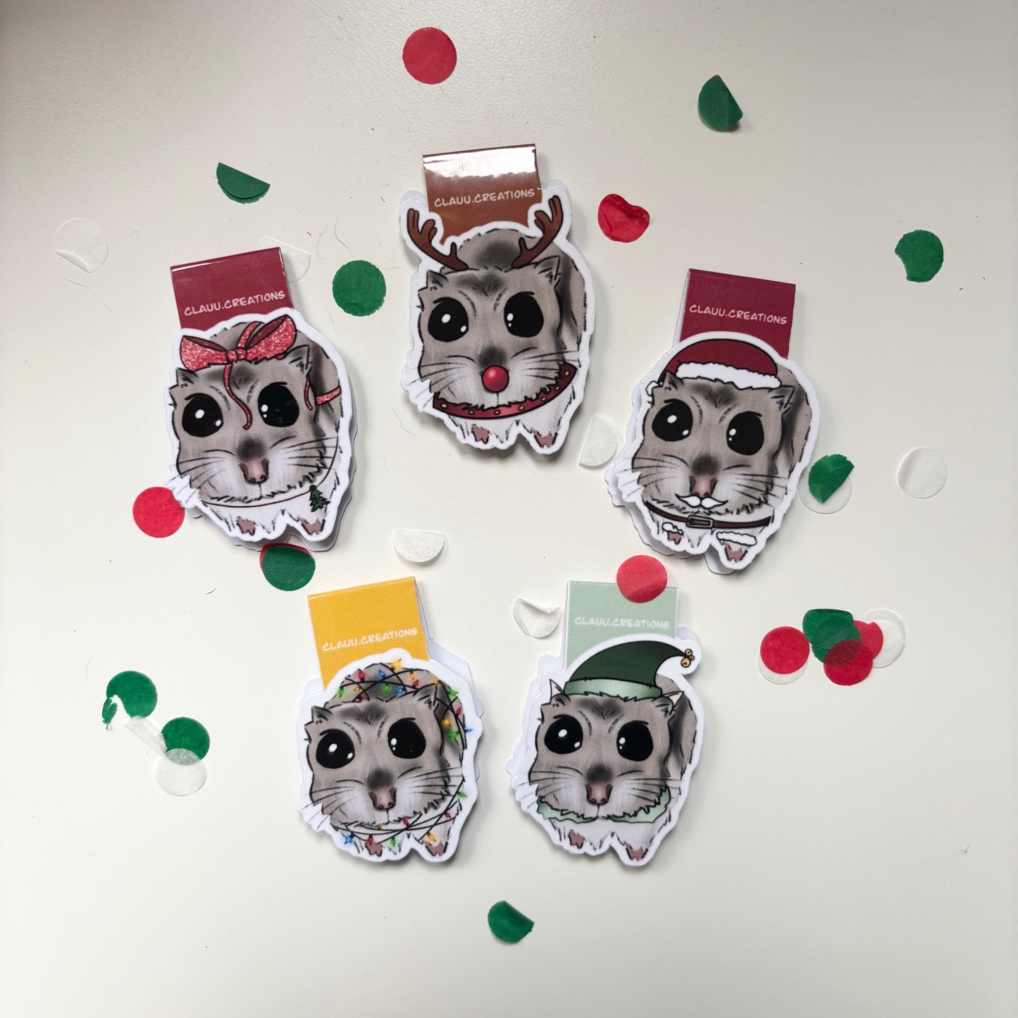Bolsitas sorpresa marcapáginas magnéticos hámster Navidad. UNIDADES LIMITADAS