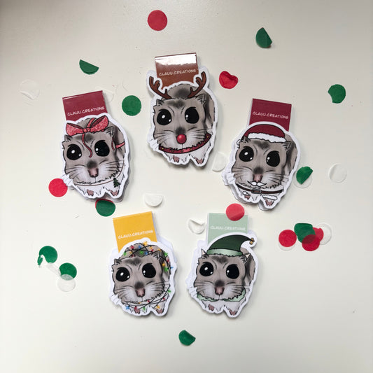 Bolsitas sorpresa marcapáginas magnéticos hámster Navidad. UNIDADES LIMITADAS