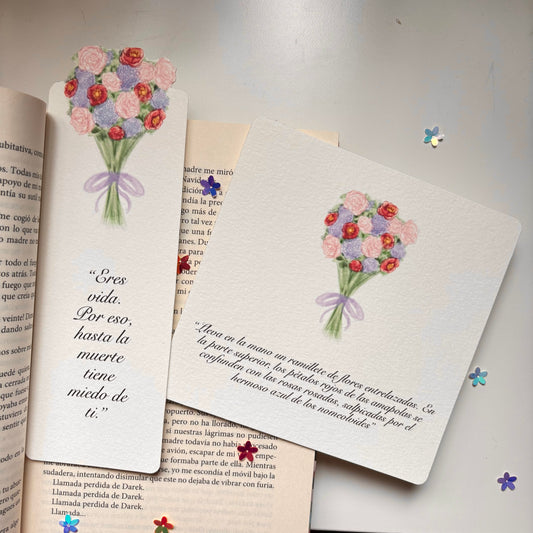 Marcapáginas tradicional/ Postal  TEXTO PERSONALIZABLE. Ramo Fearless (Powerless)