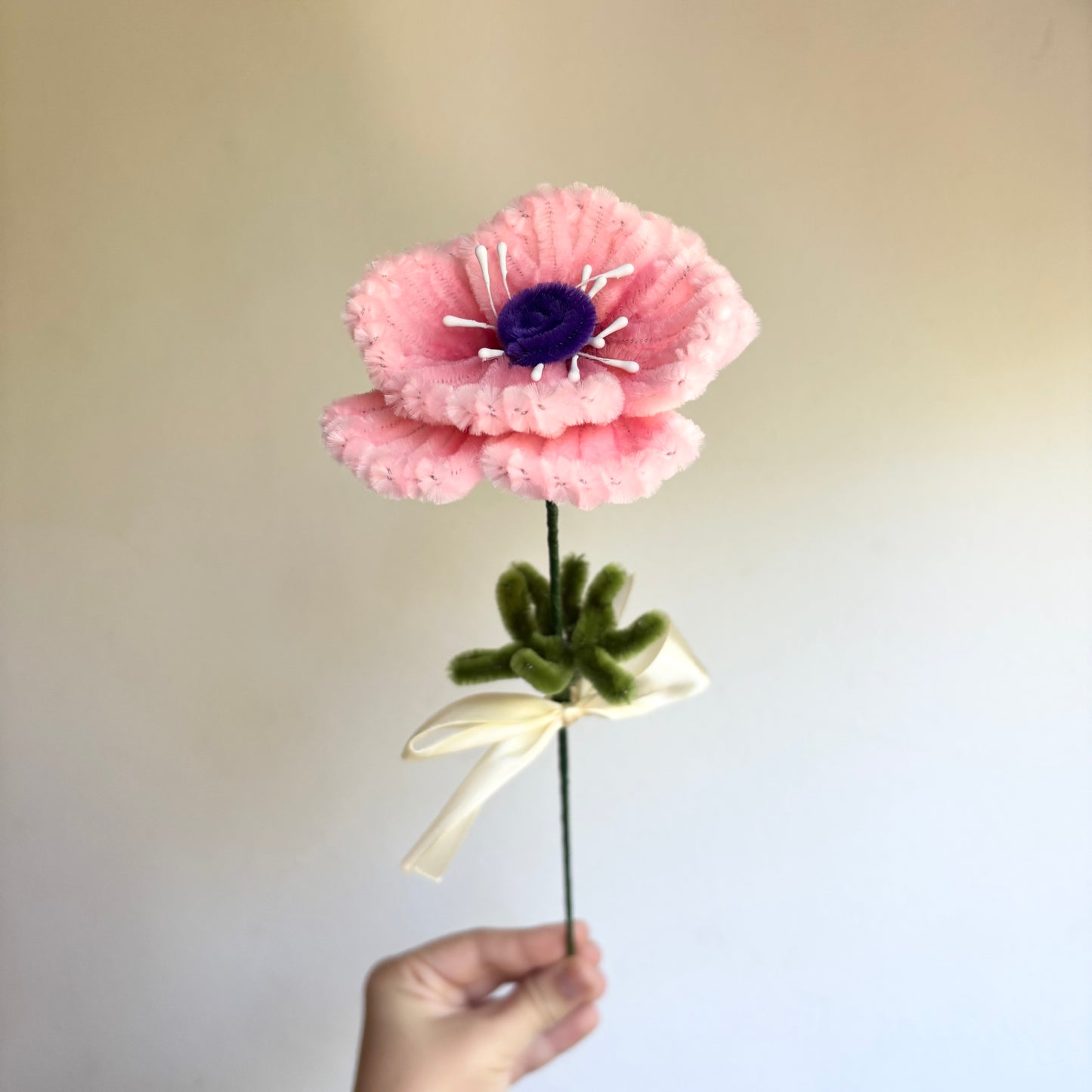 Flor Anémona Rosa Limpiapipas