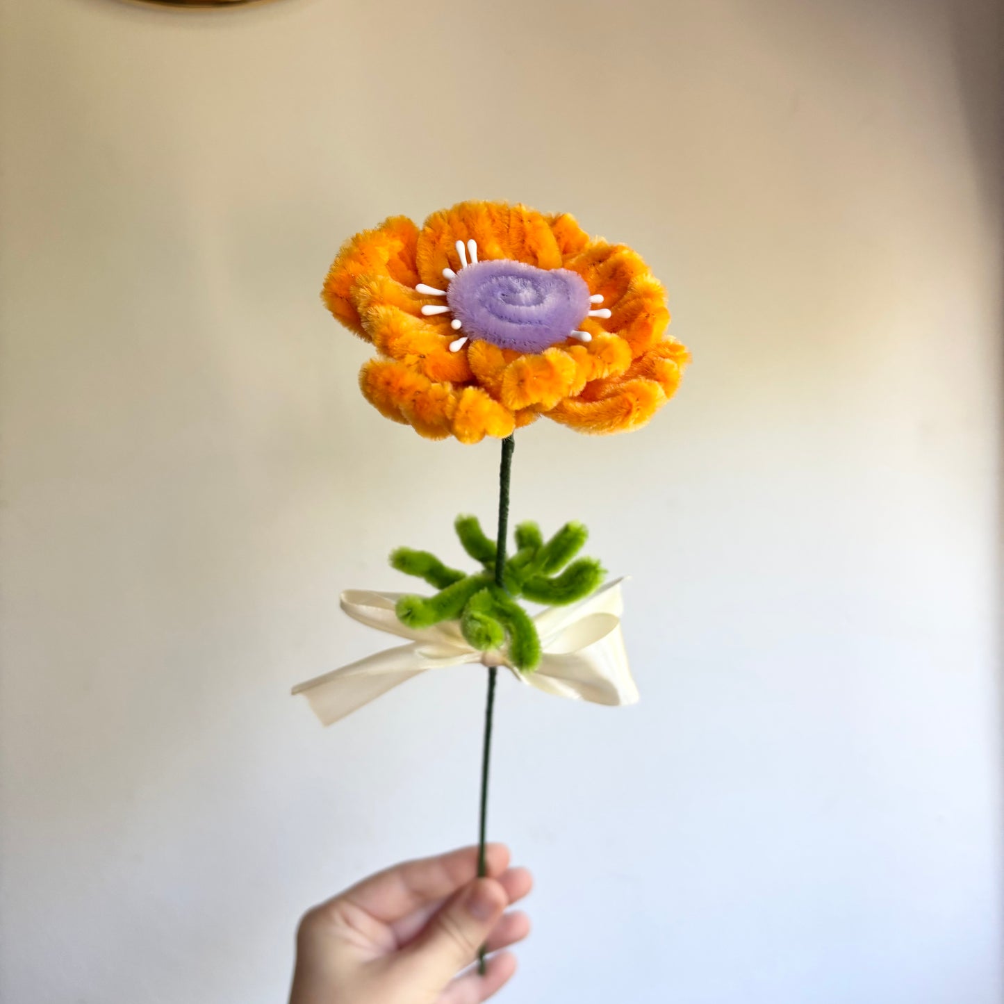 Flor Anémona Naranja Limpiapipas