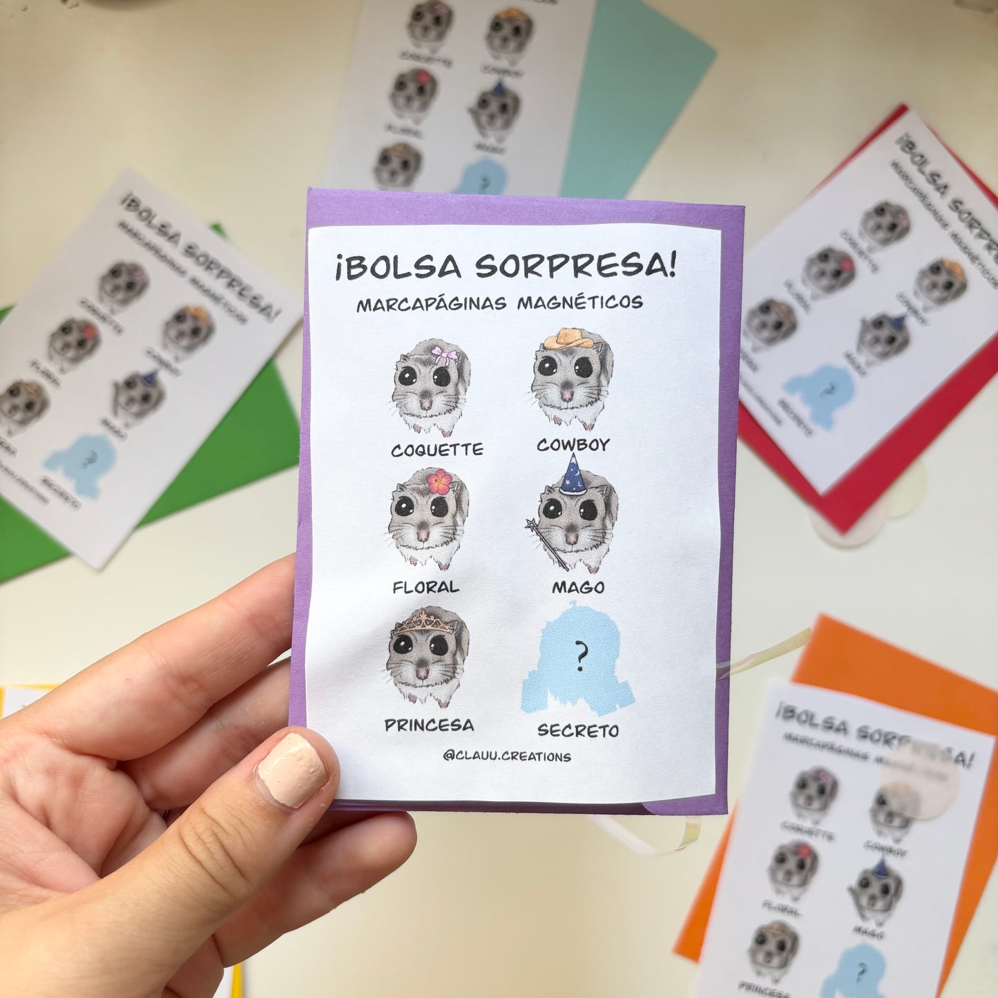 Bolsitas sorpresa marcapáginas magnéticos hámster. UNIDADES LIMITADAS
